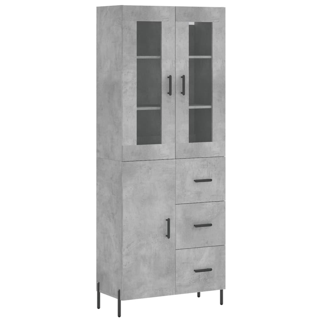 Highboard Concrete Grey 69.5x34x180 cm Engineered Wood