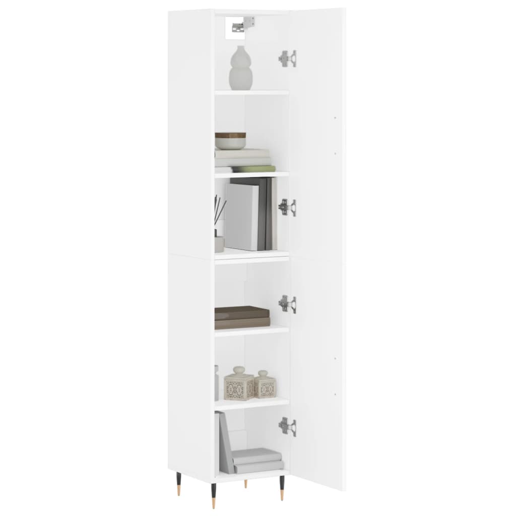 Highboard White 34.5x34x180 cm Engineered Wood