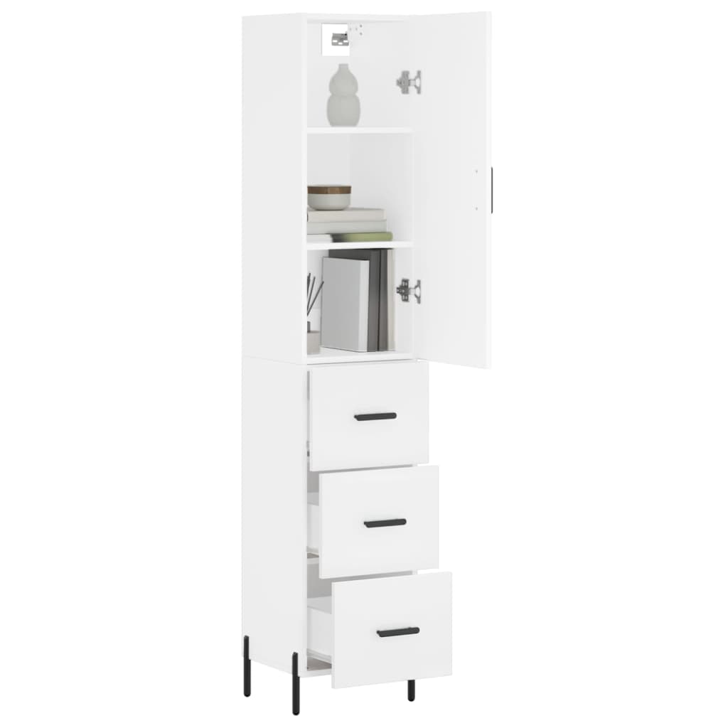 Highboard White 34.5x34x180 cm Engineered Wood