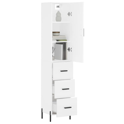 Highboard White 34.5x34x180 cm Engineered Wood