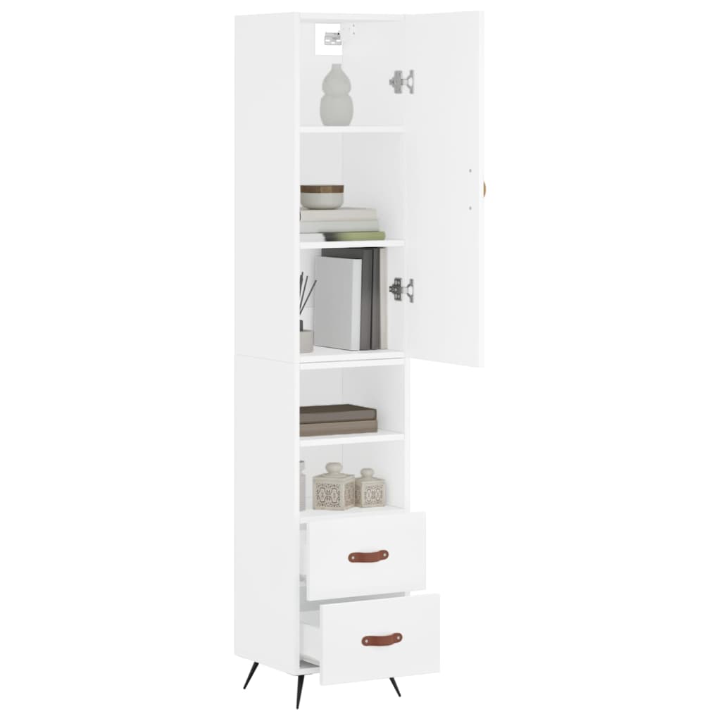 Highboard White 34.5x34x180 cm Engineered Wood