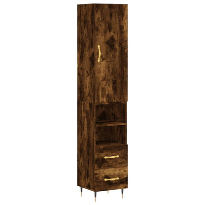 Highboard Smoked Oak 34.5x34x180 cm Engineered Wood