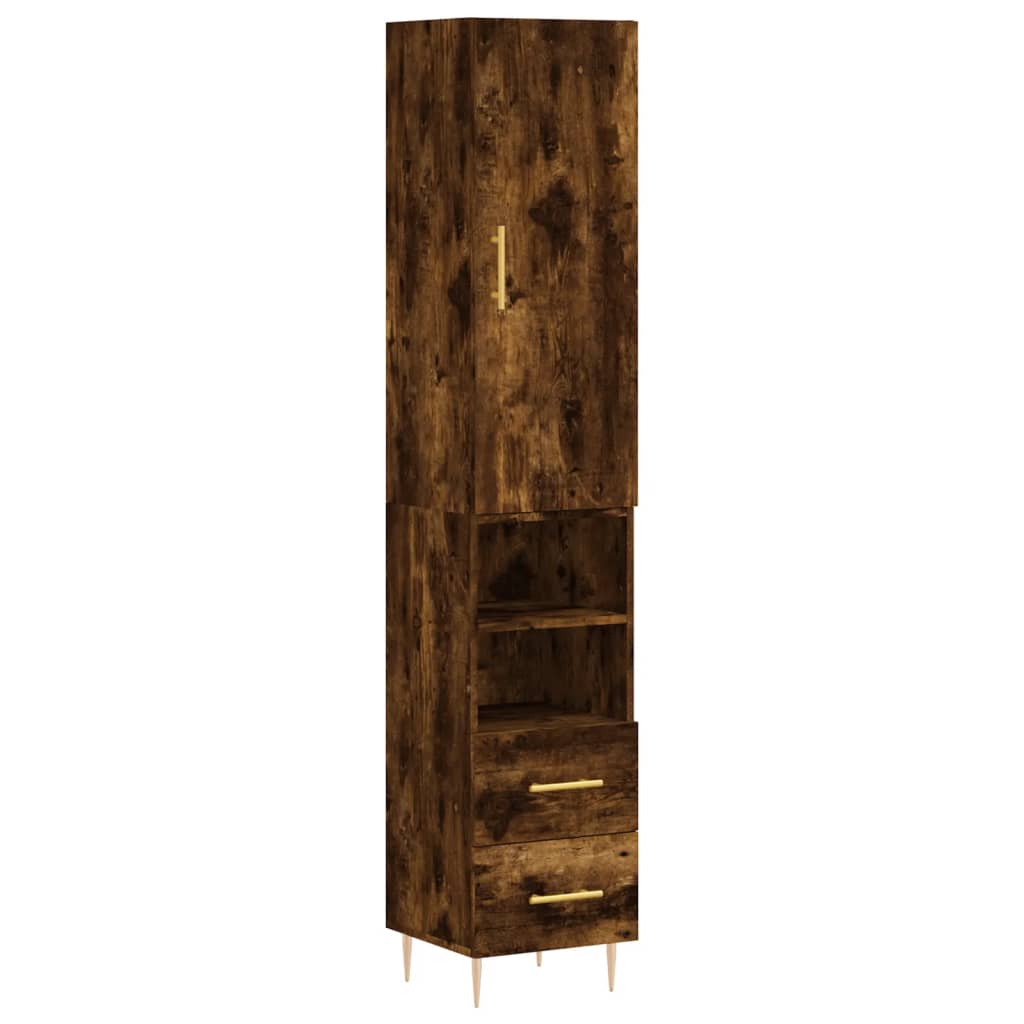 Highboard Smoked Oak 34.5x34x180 cm Engineered Wood