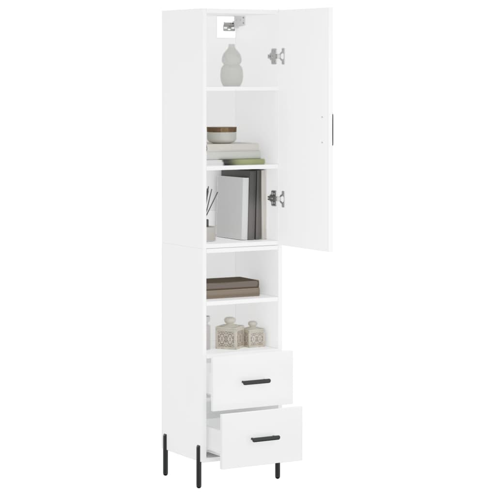 Highboard White 34.5x34x180 cm Engineered Wood