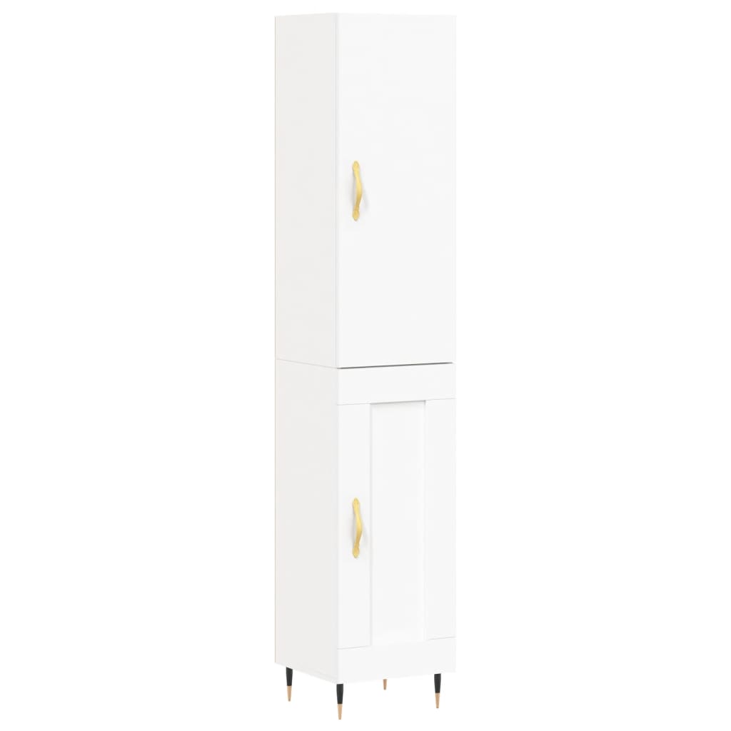 Highboard White 34.5x34x180 cm Engineered Wood