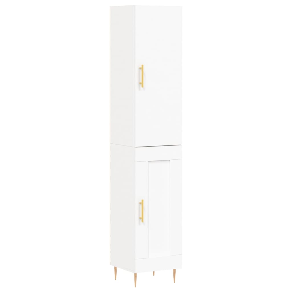 Highboard White 34.5x34x180 cm Engineered Wood