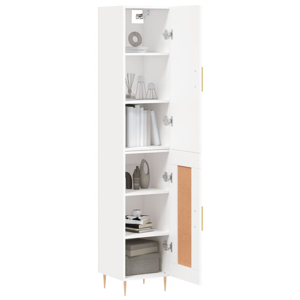 Highboard White 34.5x34x180 cm Engineered Wood