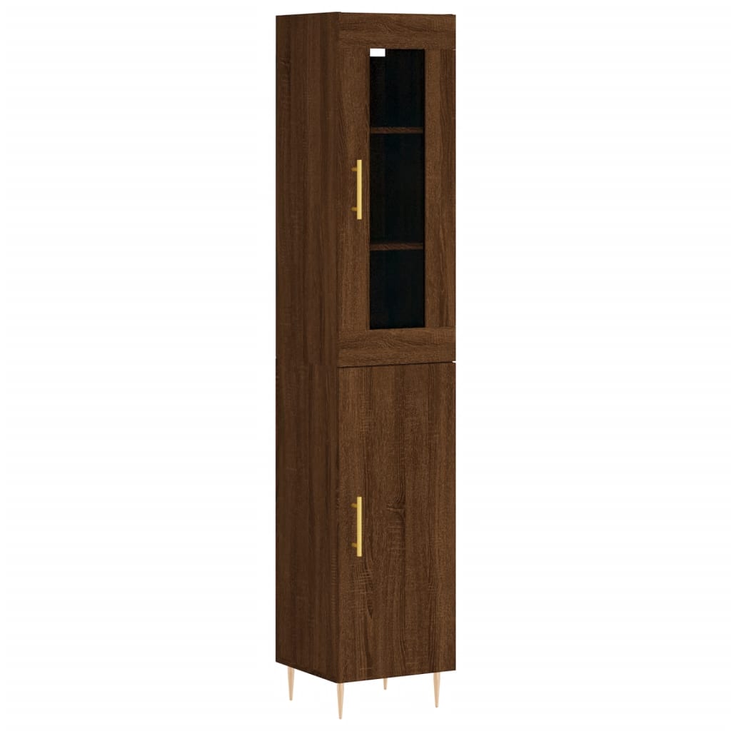 Highboard Brown Oak 34.5x34x180 cm Engineered Wood