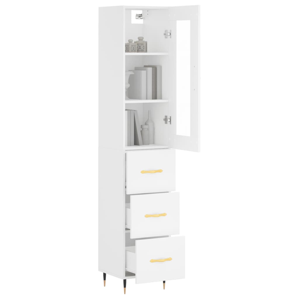 Highboard White 34.5x34x180 cm Engineered Wood