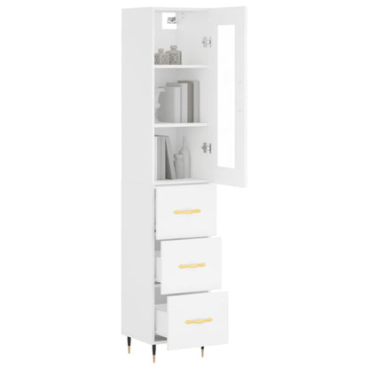 Highboard White 34.5x34x180 cm Engineered Wood