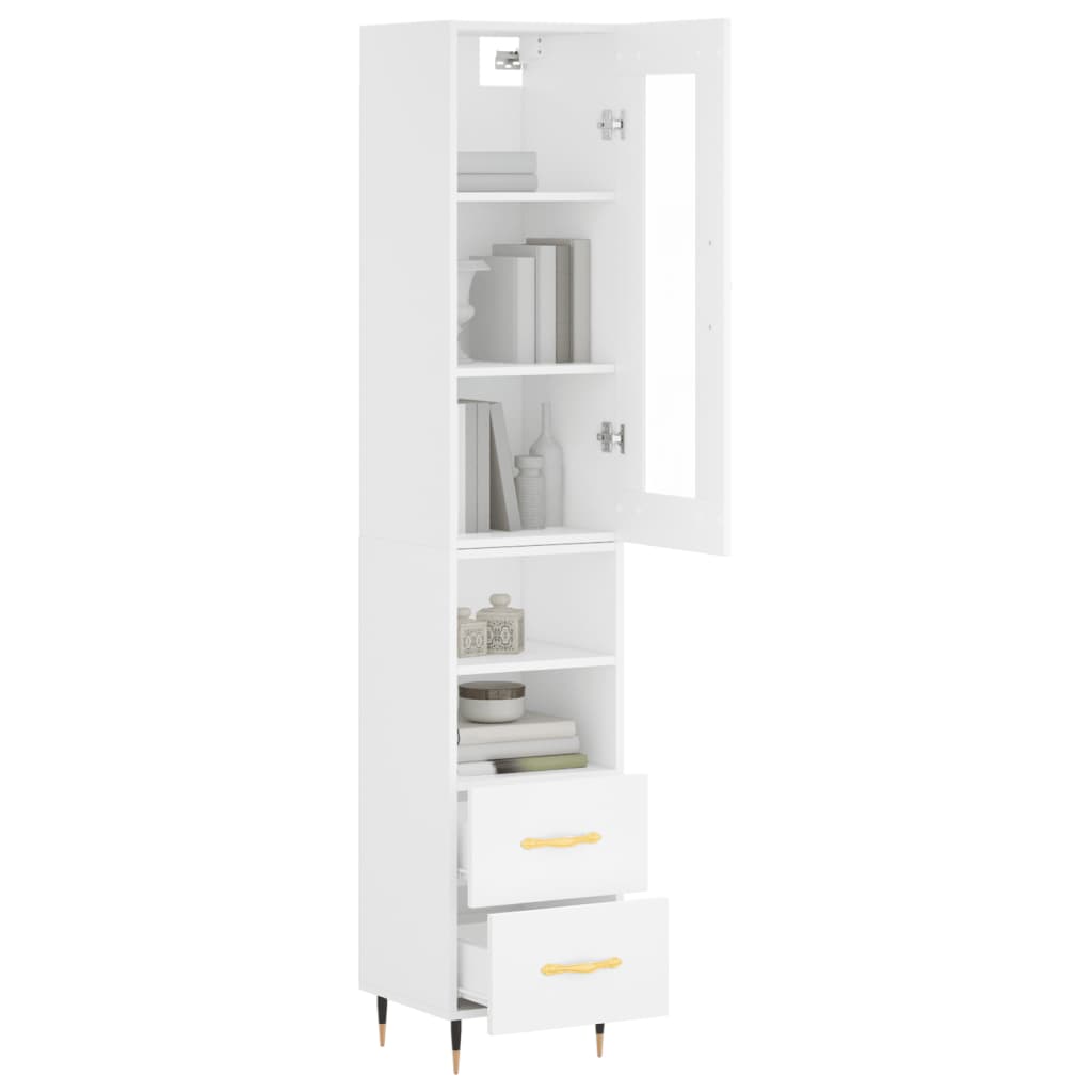 Highboard White 34.5x34x180 cm Engineered Wood