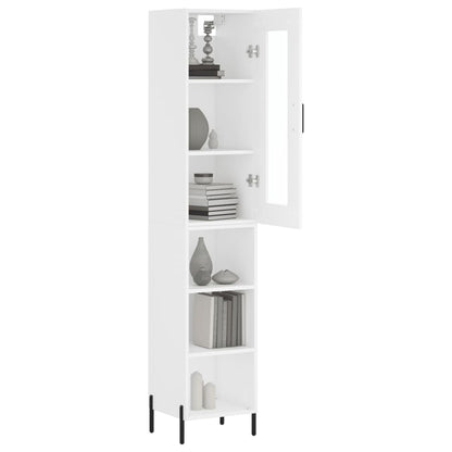 Highboard White 34.5x34x180 cm Engineered Wood