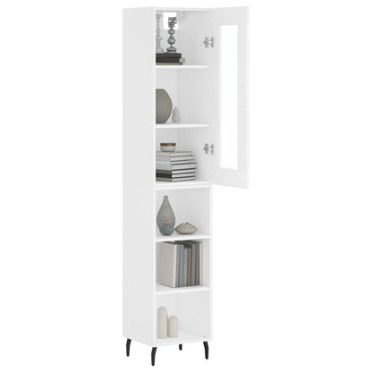 Highboard White 34.5x34x180 cm Engineered Wood