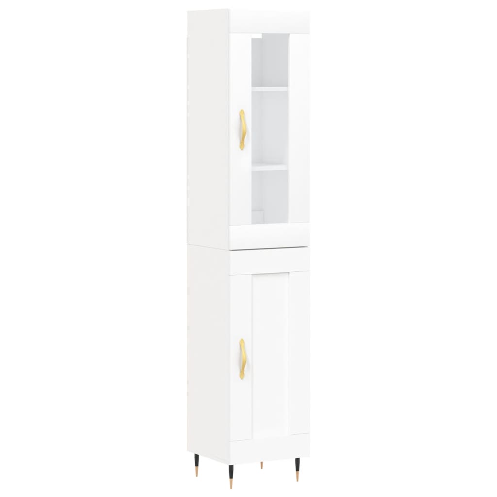 Highboard White 34.5x34x180 cm Engineered Wood