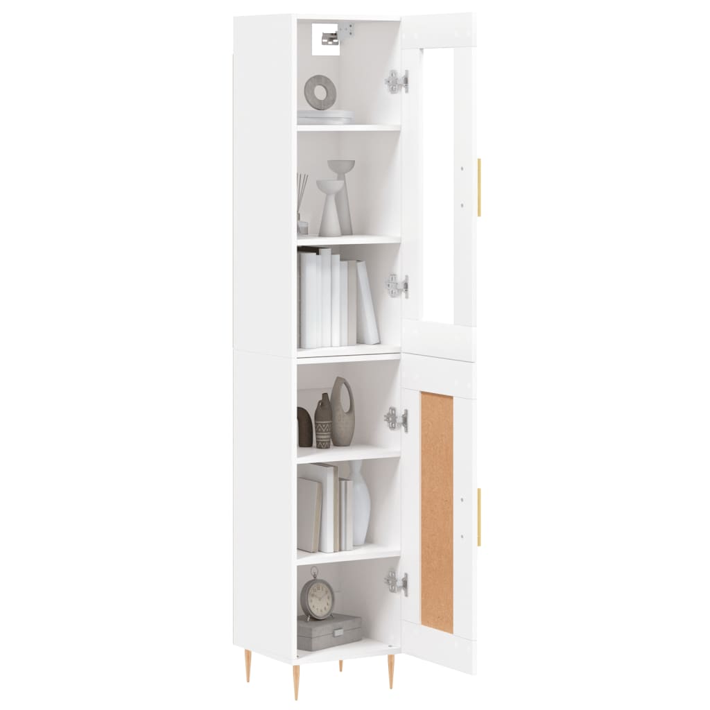 Highboard White 34.5x34x180 cm Engineered Wood