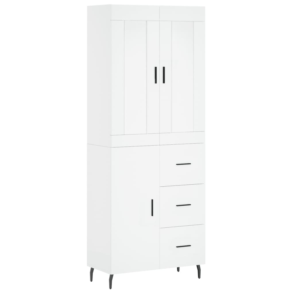 Highboard White 69.5x34x180 cm Engineered Wood