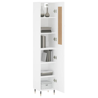 Highboard White 34.5x34x180 cm Engineered Wood