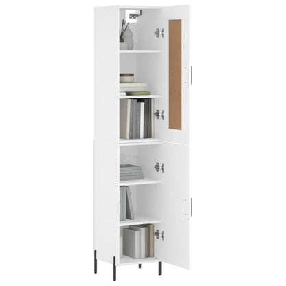 Highboard White 34.5x34x180 cm Engineered Wood