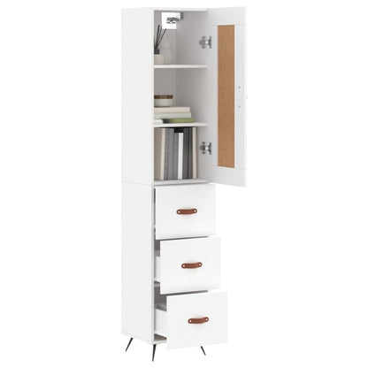 Highboard White 34.5x34x180 cm Engineered Wood