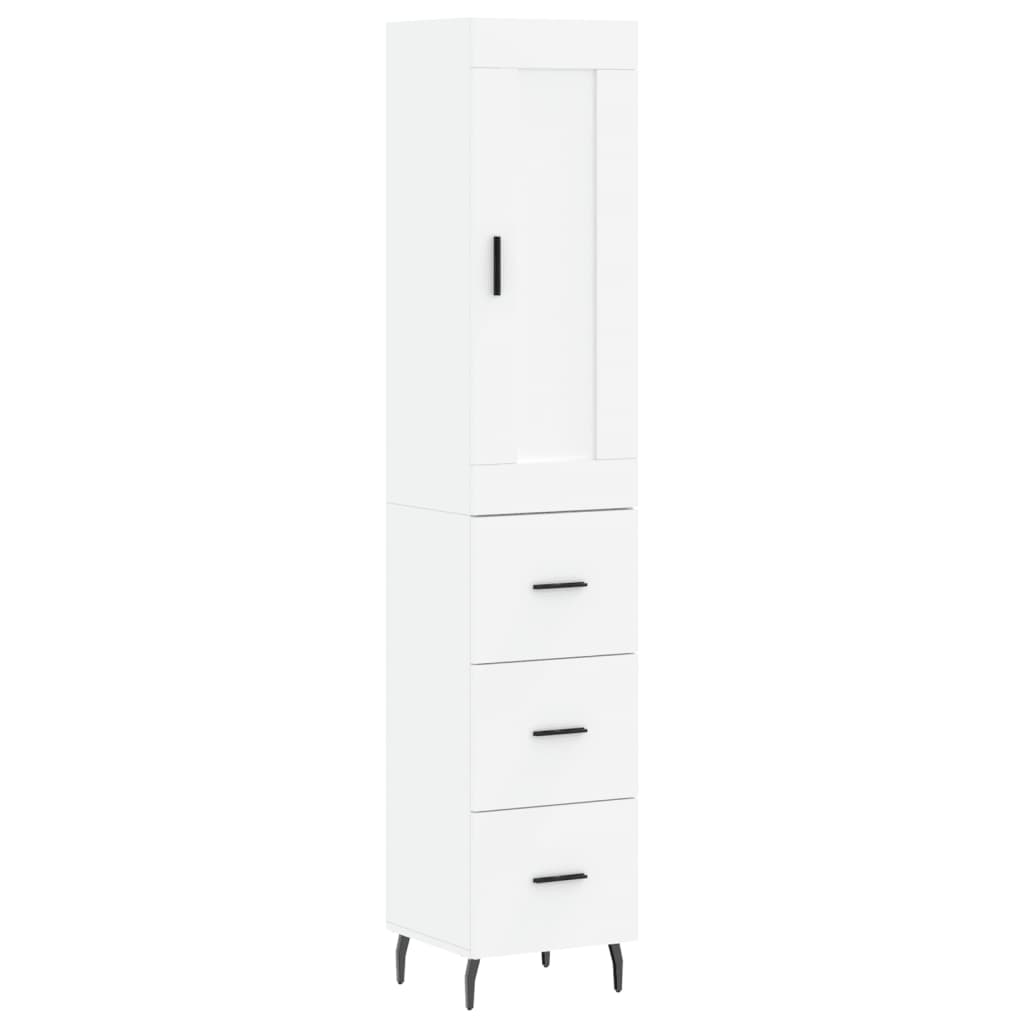 Highboard White 34.5x34x180 cm Engineered Wood