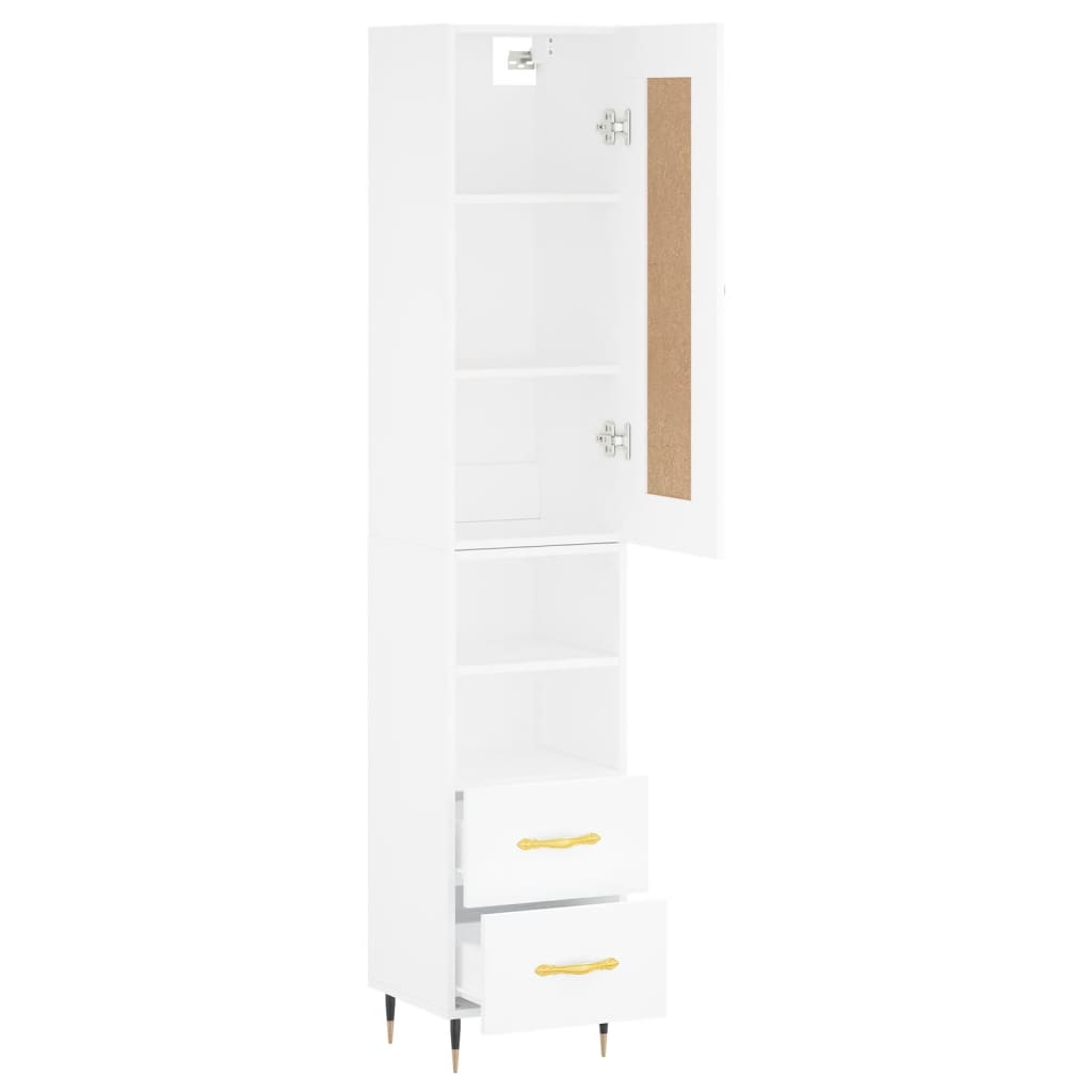 Highboard White 34.5x34x180 cm Engineered Wood