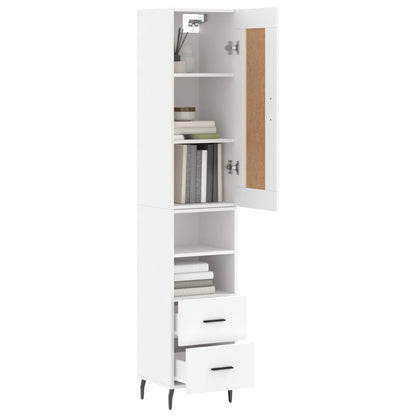 Highboard White 34.5x34x180 cm Engineered Wood