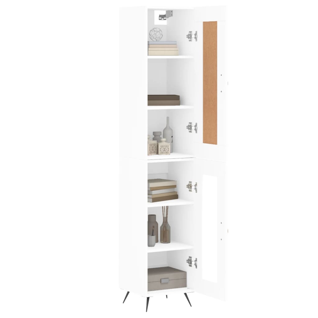 Highboard White 34.5x34x180 cm Engineered Wood