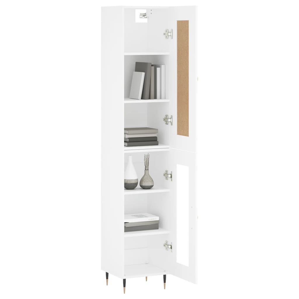 Highboard White 34.5x34x180 cm Engineered Wood