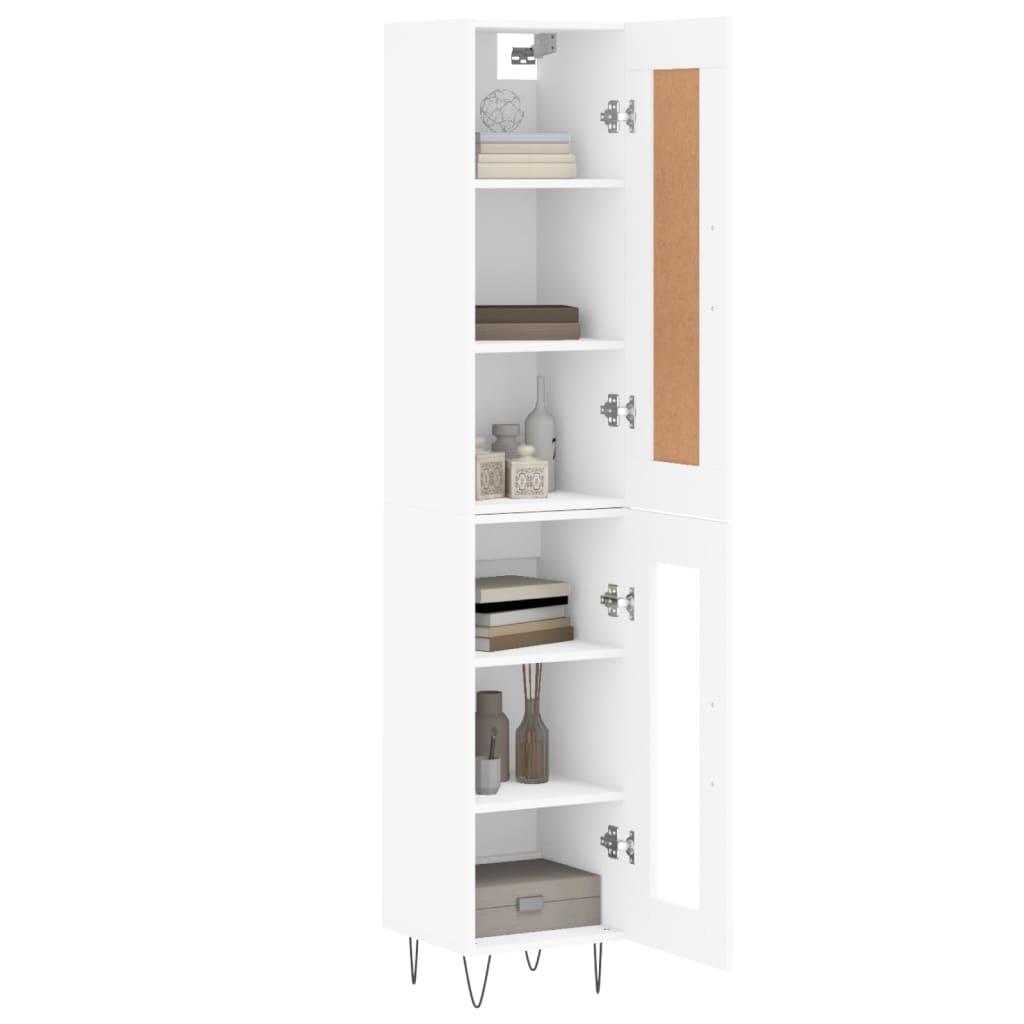 Highboard White 34.5x34x180 cm Engineered Wood