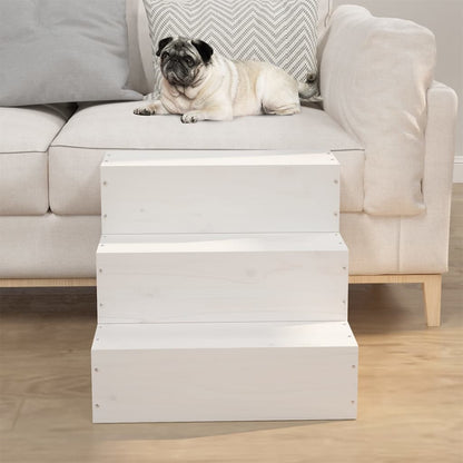 Pet Stair White 40x37.5x35 cm Solid Wood Pine