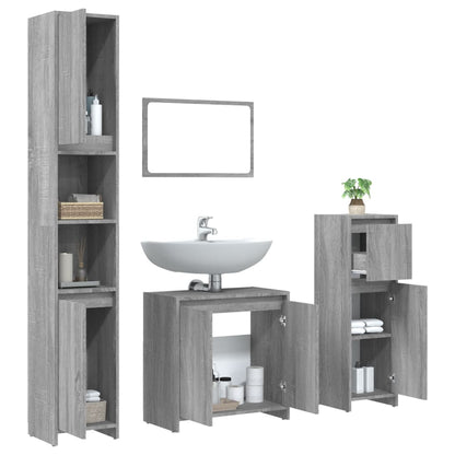 4 Piece Bathroom Furniture Set Grey Sonoma Engineered Wood