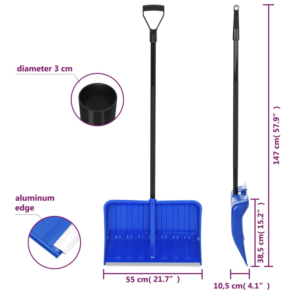 Snow Shovel Blue 147 cm Metal