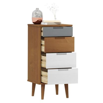 Drawer Cabinet MOLDE Brown 40x35x82 cm Solid Wood Pine