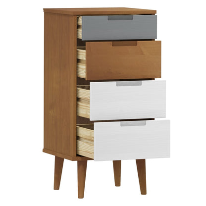 Drawer Cabinet MOLDE Brown 40x35x82 cm Solid Wood Pine