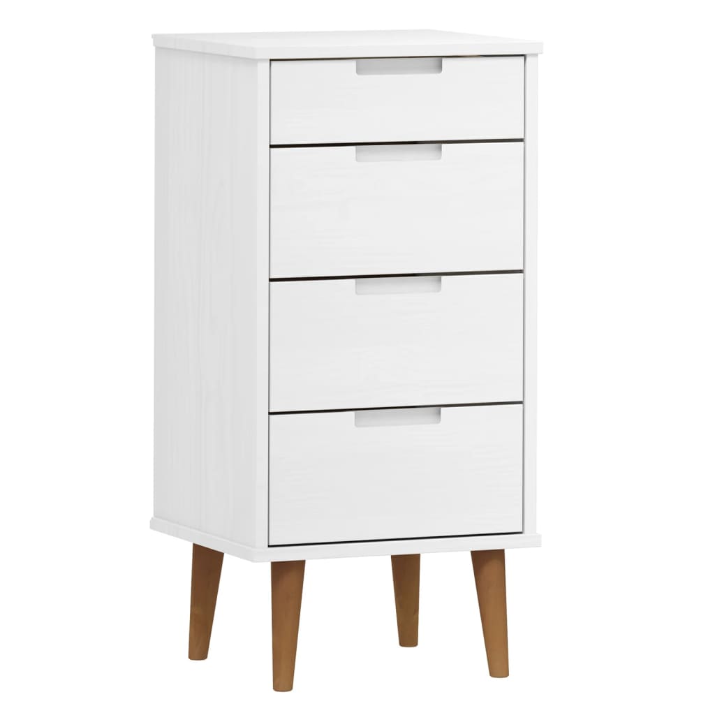 Drawer Cabinet MOLDE White 40x35x82 cm Solid Wood Pine