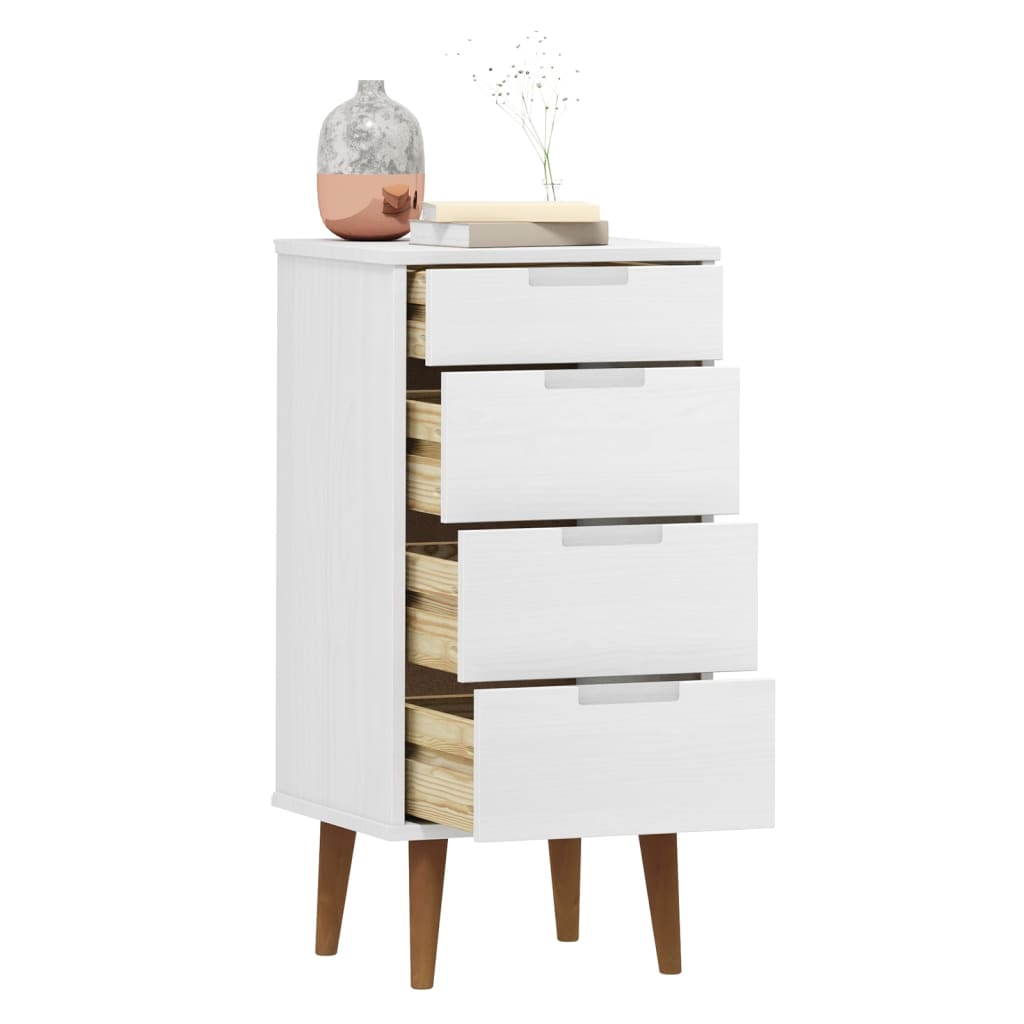 Drawer Cabinet MOLDE White 40x35x82 cm Solid Wood Pine