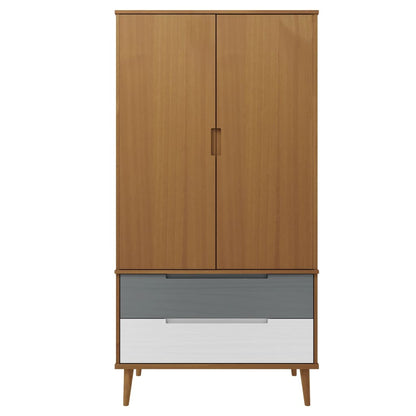 Wardrobe MOLDE Brown 90x55x175 cm Solid Wood Pine