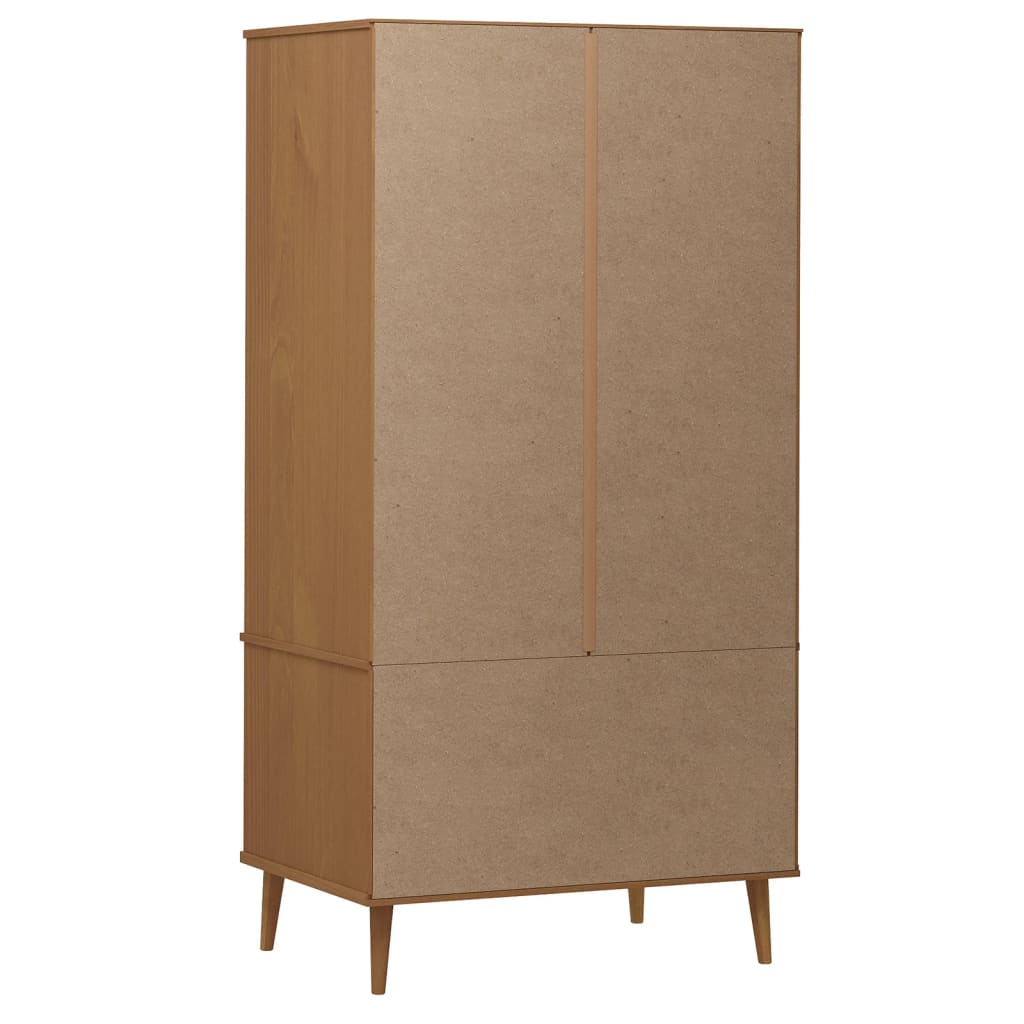 Wardrobe MOLDE Brown 90x55x175 cm Solid Wood Pine