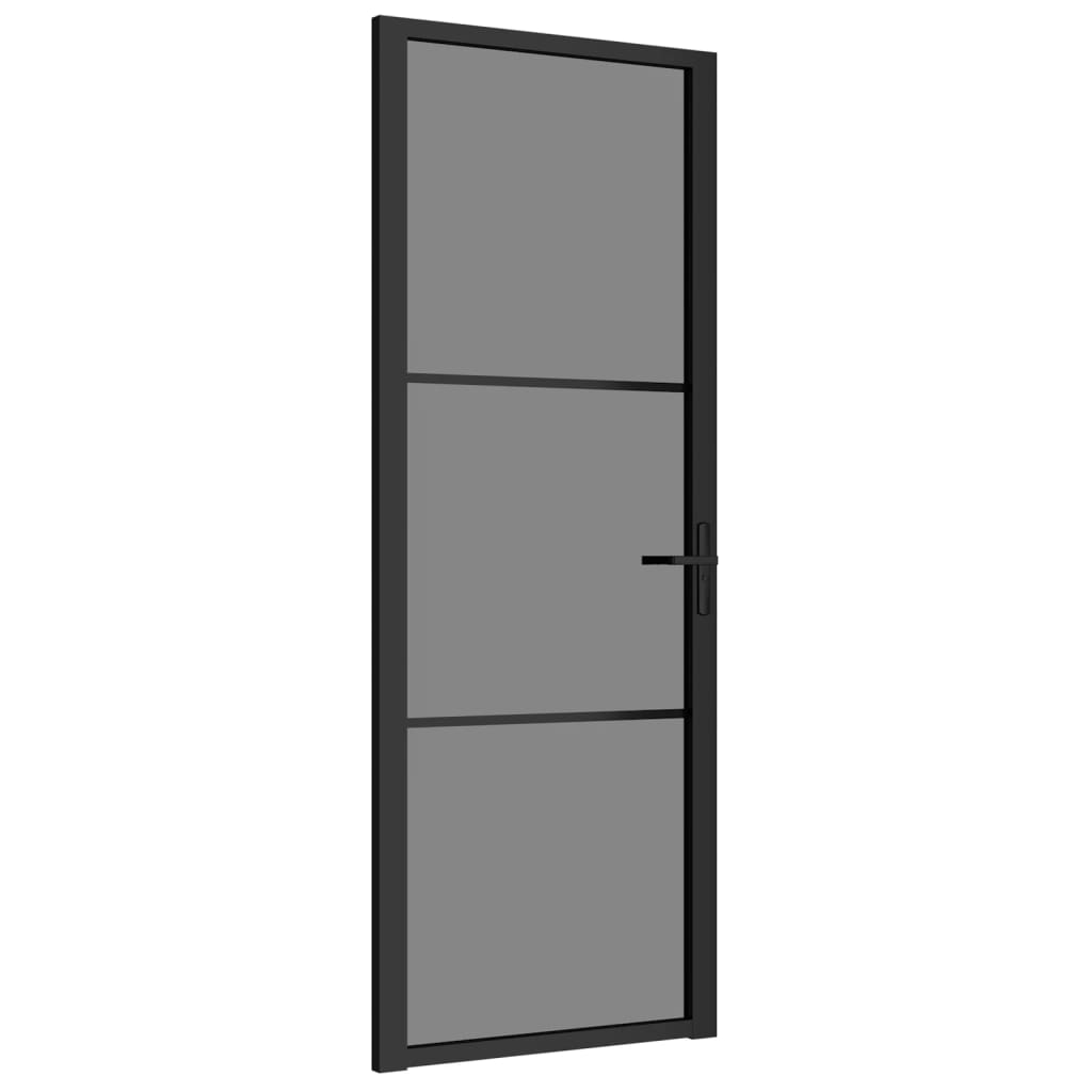 Interior Door 76x201.5 cm Black ESG Glass and Aluminium