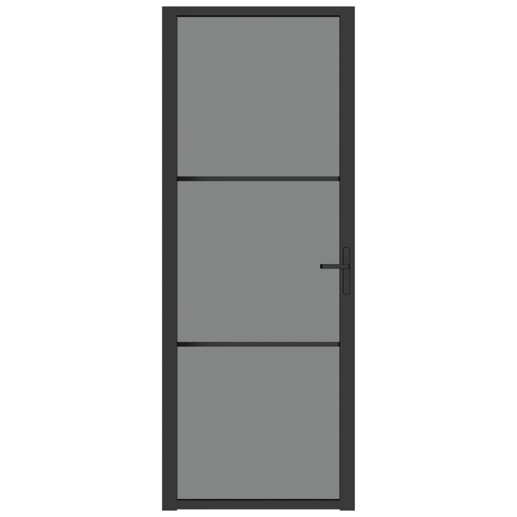 Interior Door 76x201.5 cm Black ESG Glass and Aluminium