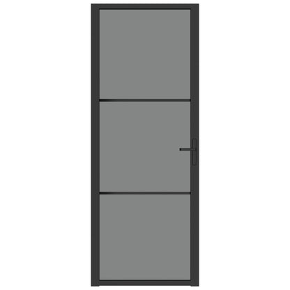 Interior Door 76x201.5 cm Black ESG Glass and Aluminium