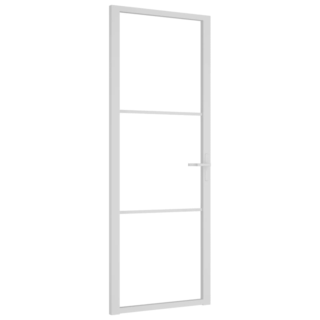 Interior Door 76x201.5 cm White ESG Glass and Aluminium