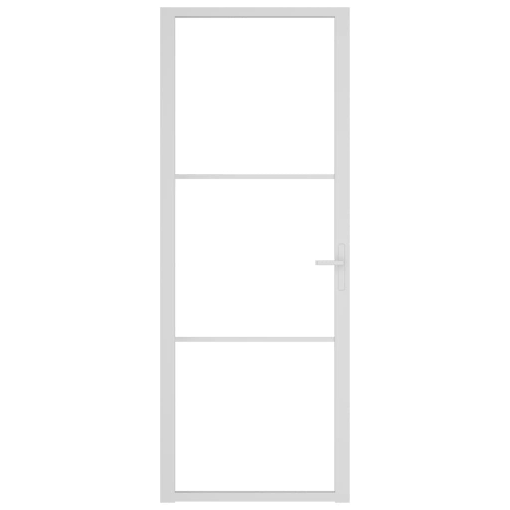 Interior Door 76x201.5 cm White ESG Glass and Aluminium