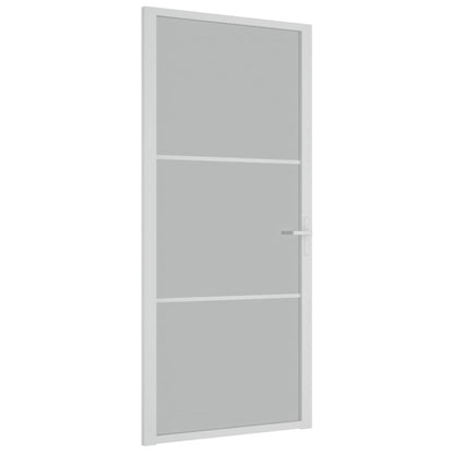 Interior Door 93x201.5 cm White Matt Glass and Aluminium