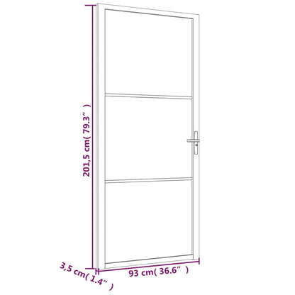 Interior Door 93x201.5 cm White Matt Glass and Aluminium