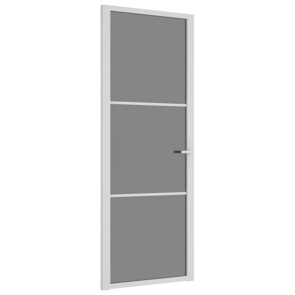 Interior Door 76x201.5 cm White ESG Glass and Aluminium