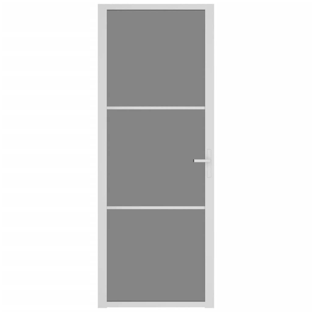 Interior Door 76x201.5 cm White ESG Glass and Aluminium