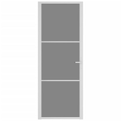 Interior Door 76x201.5 cm White ESG Glass and Aluminium