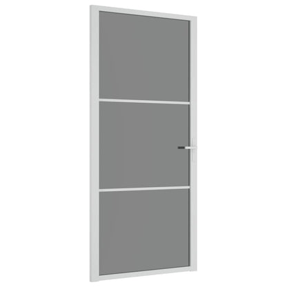 Interior Door 93x201.5 cm White ESG Glass and Aluminium