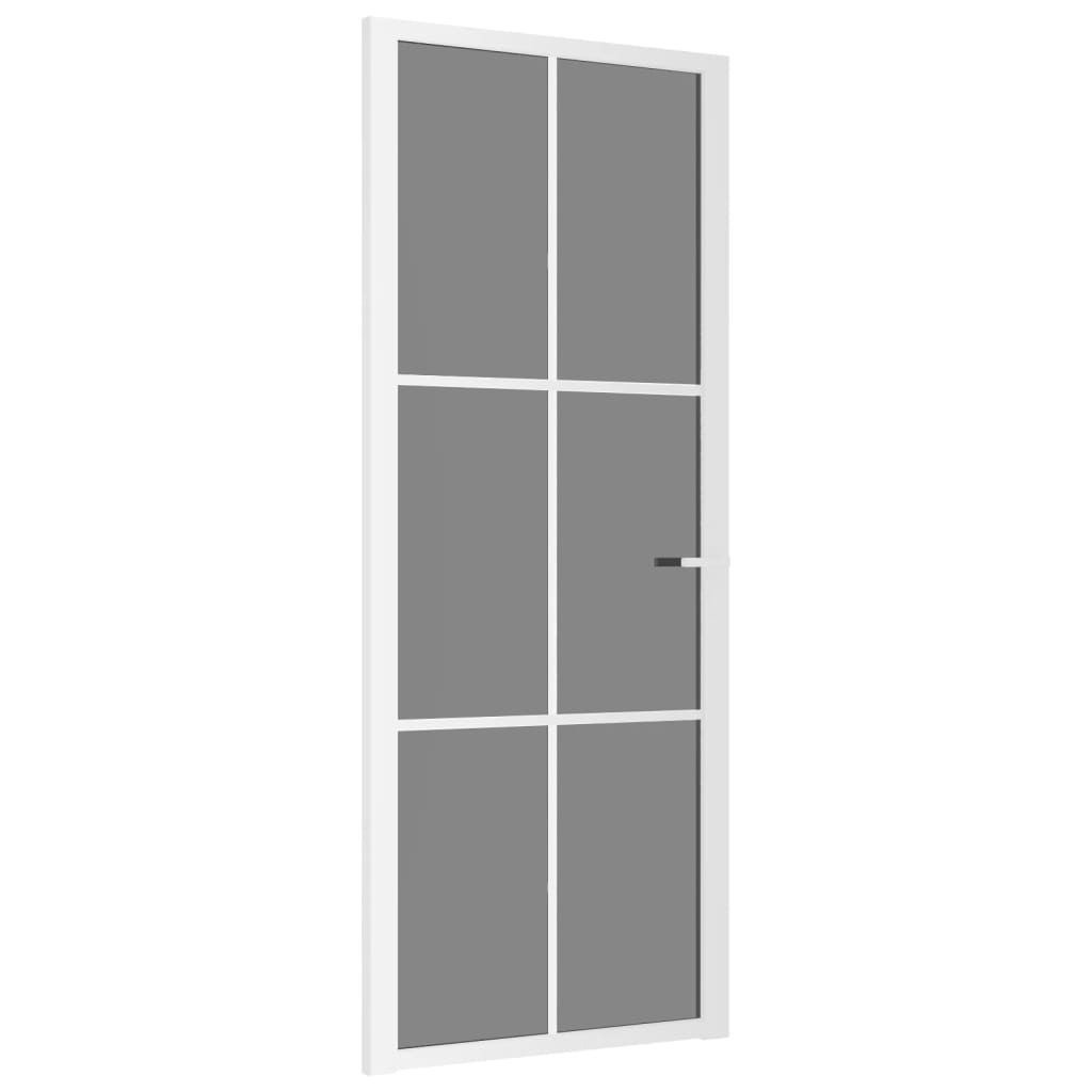 Interior Door 83x201.5 cm White ESG Glass and Aluminium